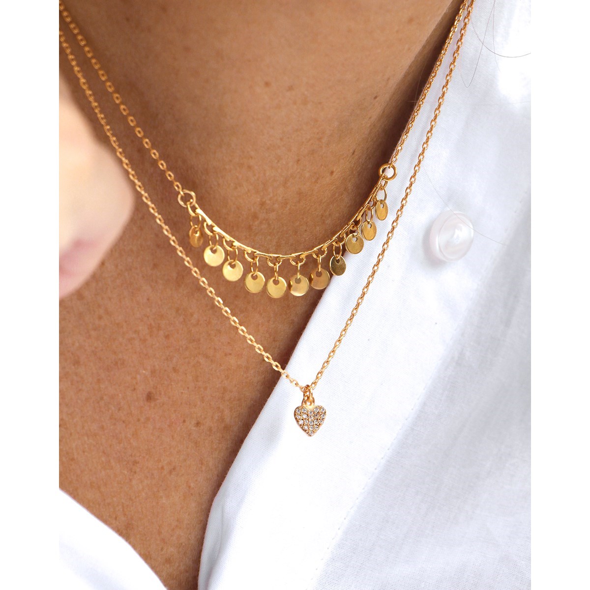 Collier étoile zircons doré à l'or fin 24k LILY - vue 2