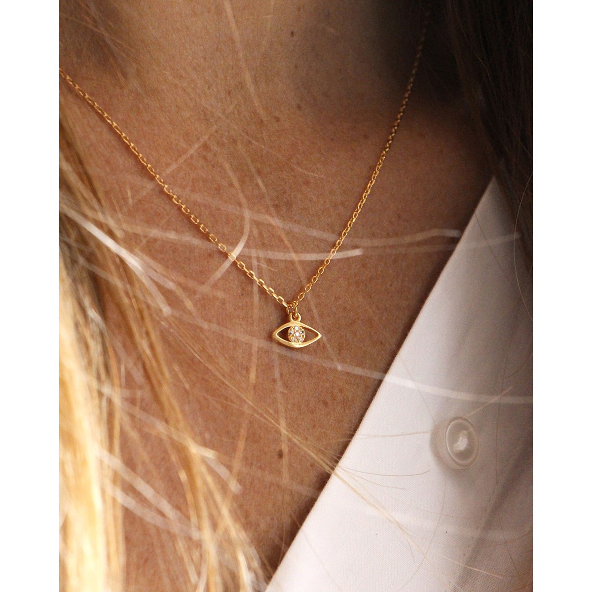 Collier étoile zircons doré à l'or fin 24k LILY - vue 3