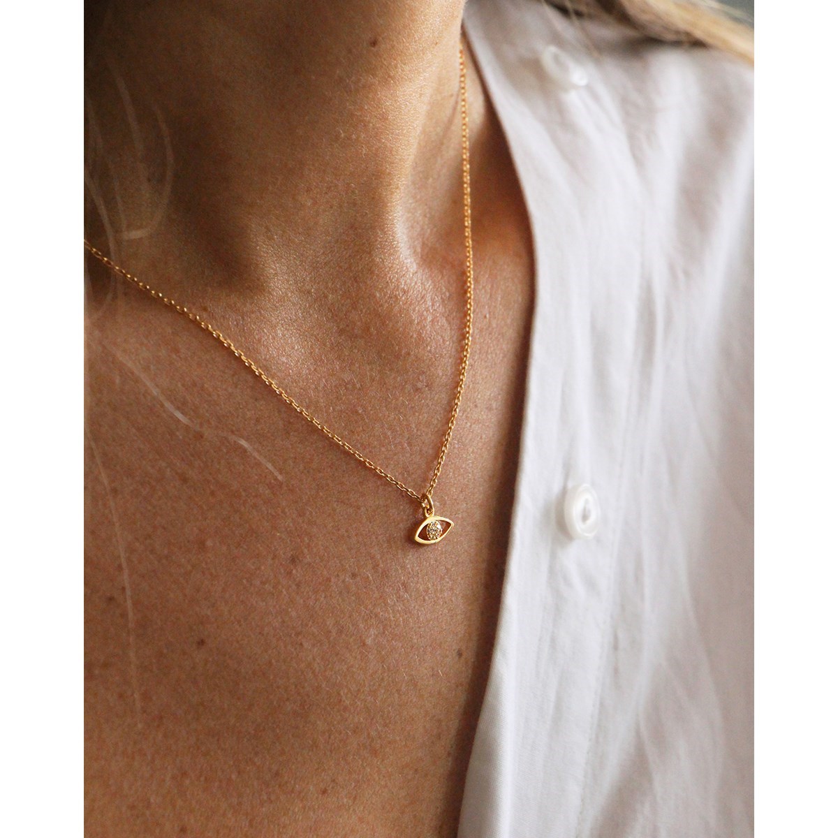 Collier étoile zircons doré à l'or fin 24k LILY - vue 4