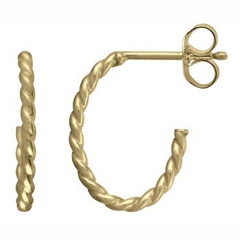 Demi-créoles ovales fil torsadé or 9 carats