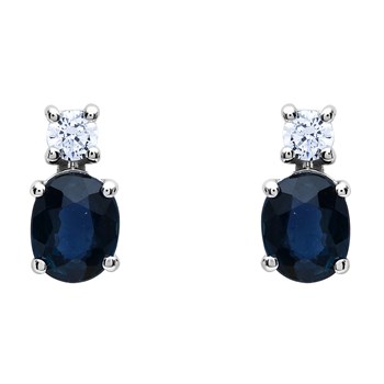 Boucles d'oreilles or blanc saphir oxydes