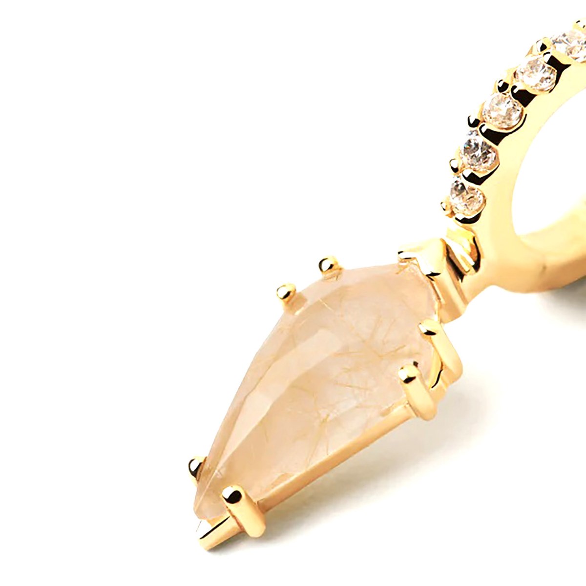 Boucle d'oreille individuelle PdPaola Naoki Quartz_x000D_
rutilé - vue 2