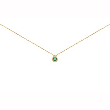 Collier Brillaxis forme goutte et émeraude
or jaune 18k