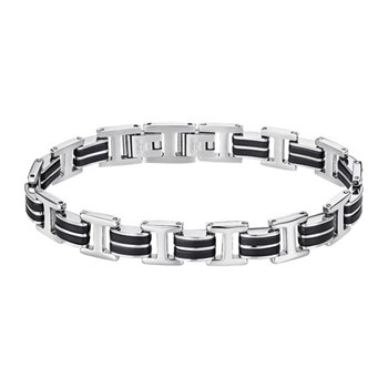 Bracelet homme Lotus acier motifs noirs