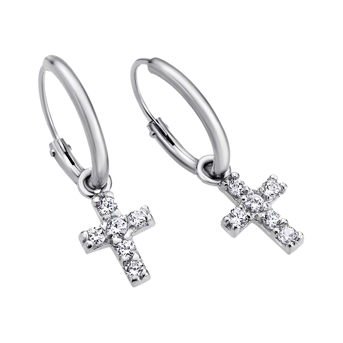 Créoles Lotus Silver Trendy pampilles croix argent