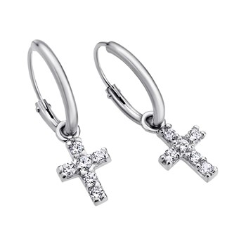 Créoles Lotus Silver Trendy pampilles croix argent