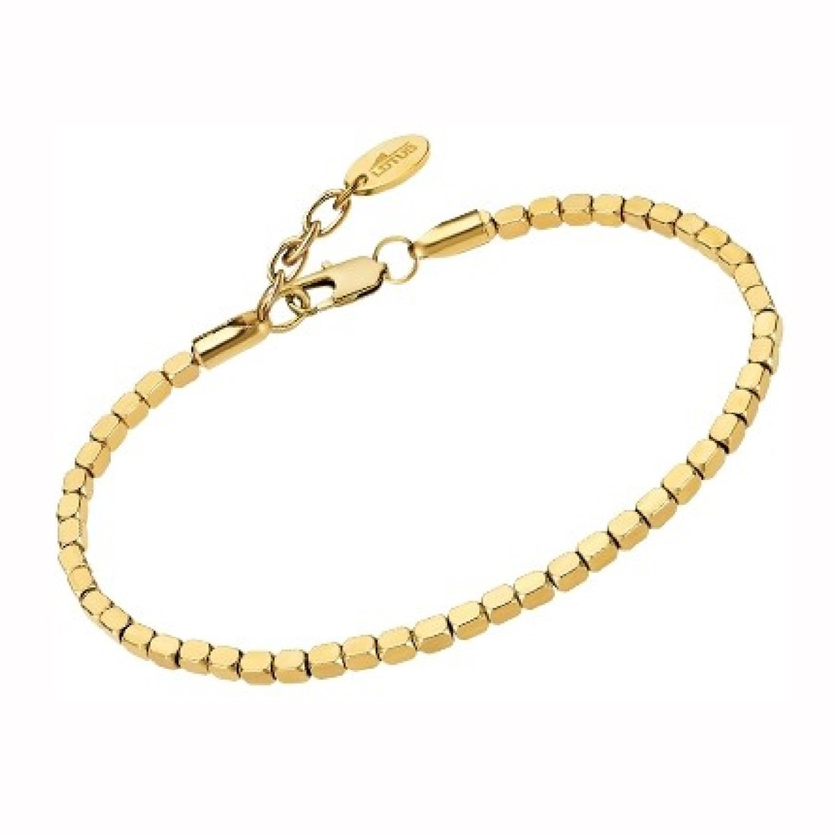 Bracelet Lotus Style cubes acier doré