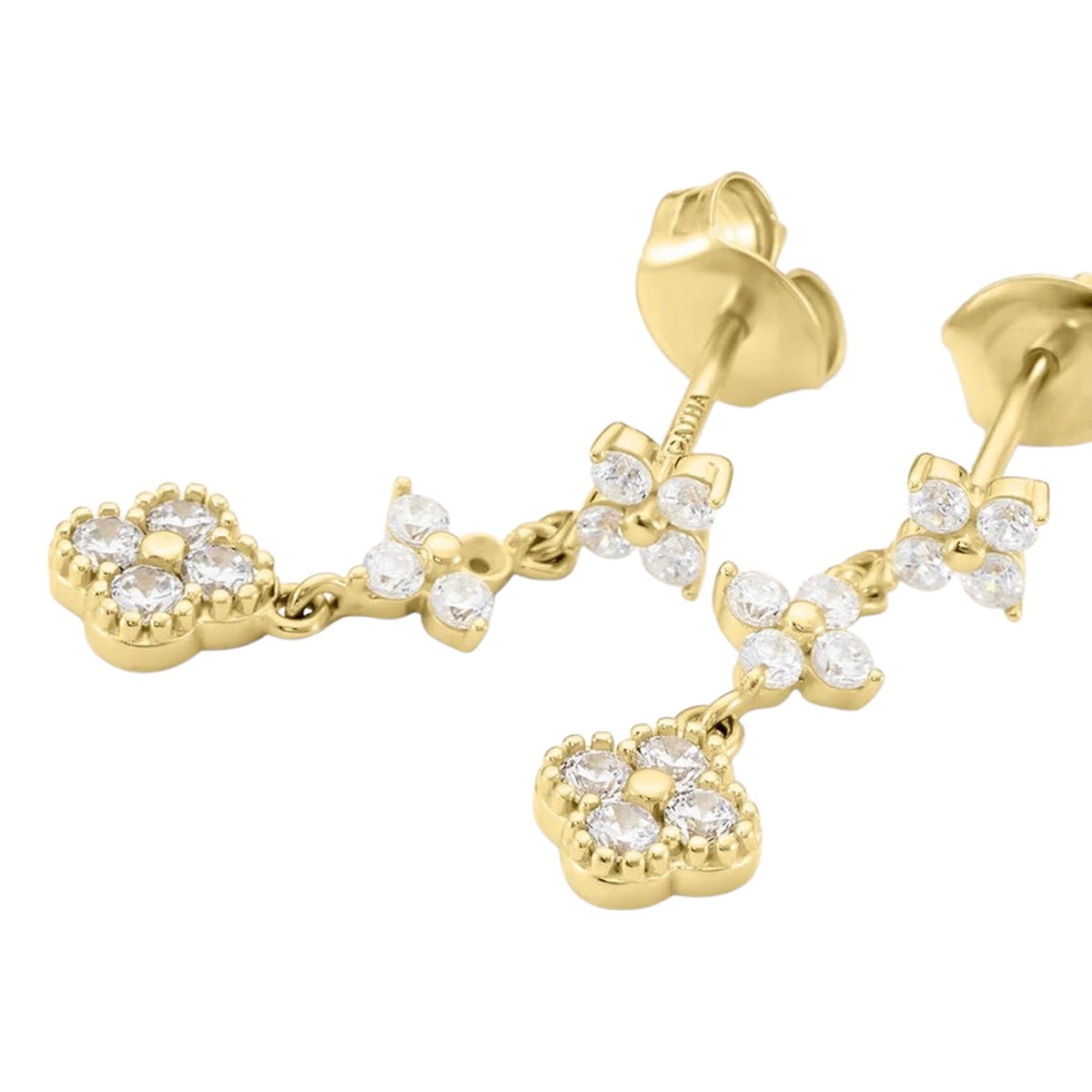 Boucles d'oreilles pendantes Agatha Beloved dorées - vue 3