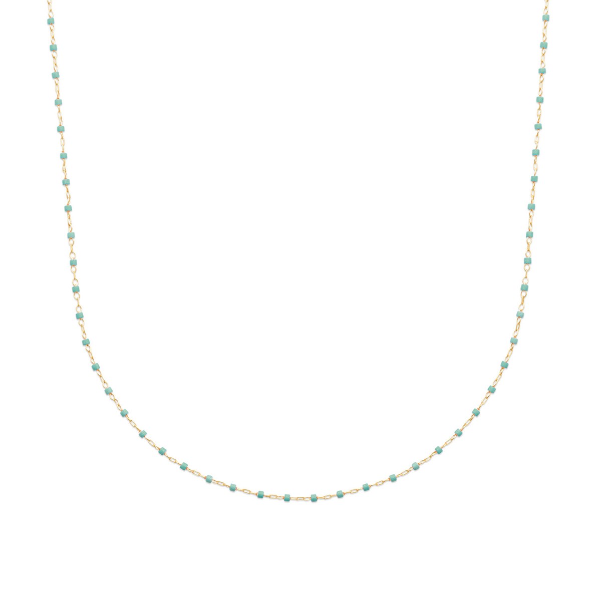 Collier Brillaxis perles de Miyuki turquoise_x000D_
plaqué or 750/1000