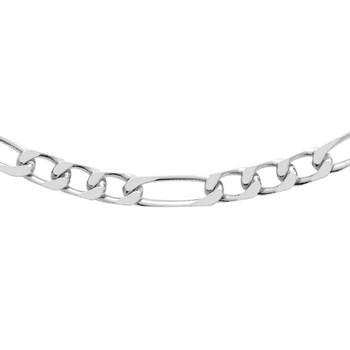 Chaîne Brillaxis maille figaro argent rhodié 55cm