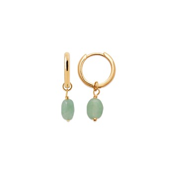 Créoles Brillaxis plaqué or amazonite 13mm
