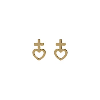 Boucles d'oreilles or ex-voto croix/coeur