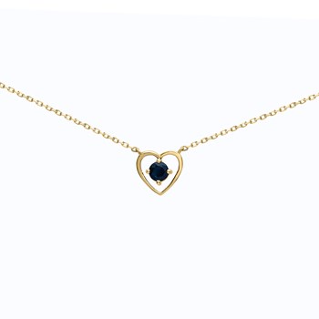Collier Brillaxis or jaune 18 carats coeur saphir