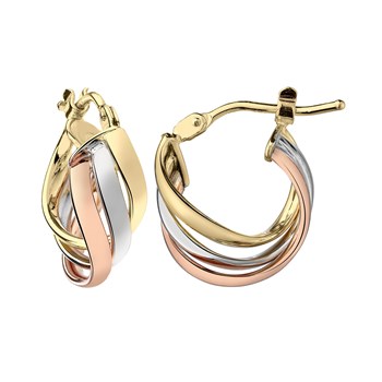 Boucles d'oreilles créoles 3 fils torsadés 3 ors