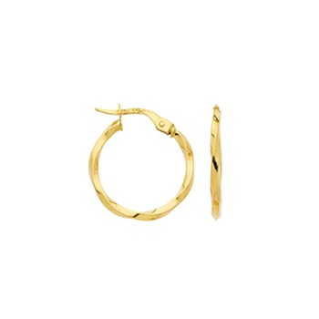 Boucles d'oreilles créoles torsadées or jaune 15 mm