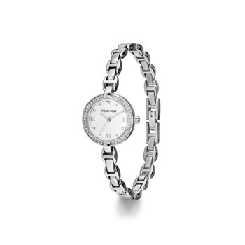 Montre femme analogique Trendy Kiss - Bracelet métal - Boitier empierré - Angèle