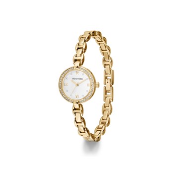 Montre femme analogique Trendy Kiss - Bracelet métal - Boitier empierré - Angèle