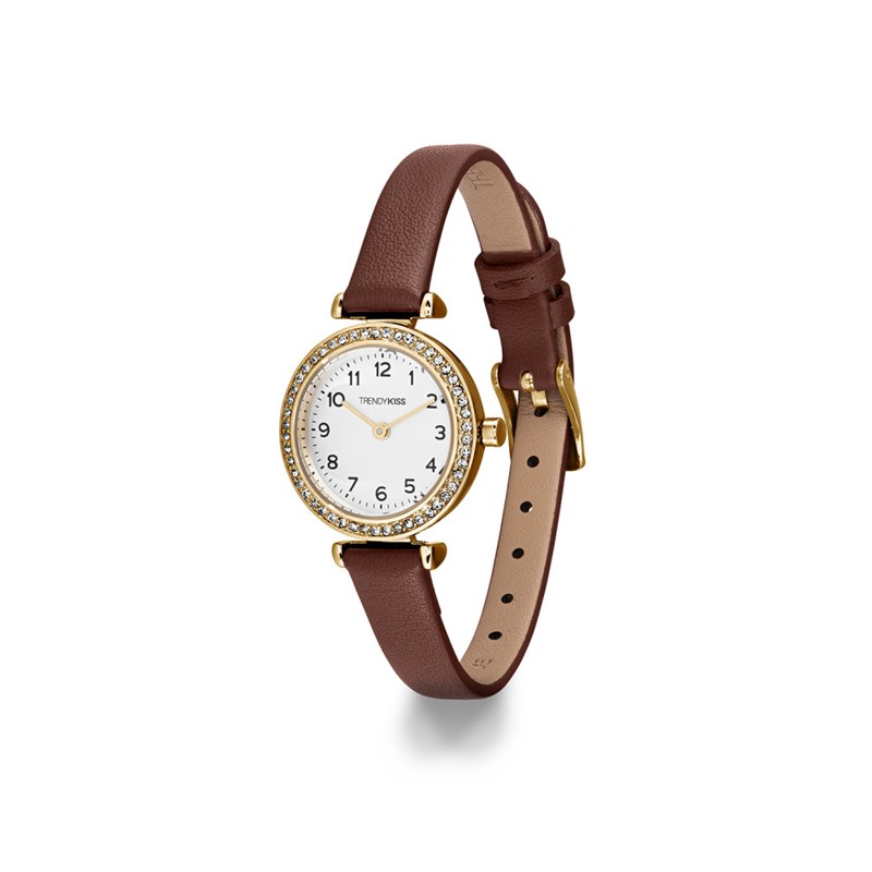 Montre femme analogique Trendy Kiss - Bracelet cuir - Boitier empierré - Adèle - vue 2