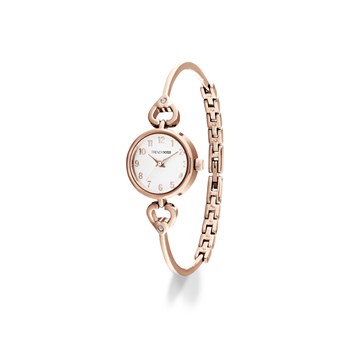 Montre femme analogique Trendy Kiss - Bracelet semi-rigide avec motif coeur et pierre - Astrid