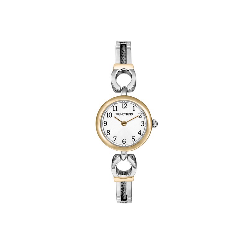 Montre femme analogique Trendy Kiss - Bracelet semi-rigide avec câble en acier - Reine