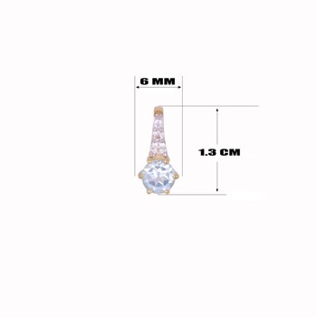 Ketting - Blauwe Topaas en Zirkoon Geelgouden Hanger - Vrouw