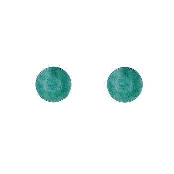 Boucles d'Oreilles Clou Argent 925 Rhodié et Perles d'Amazonite 6 mm