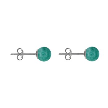 Boucles d'Oreilles Clou Argent 925 Rhodié et Perles d'Amazonite 6 mm
