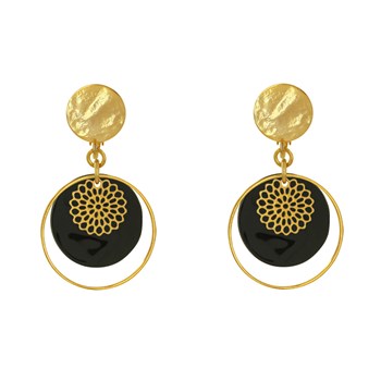 Verguld metalen cirkel en parelmoer oorbellen Clip