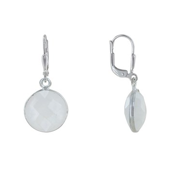 925 Sterling Silver Faceted Moonstone Disc Earrings