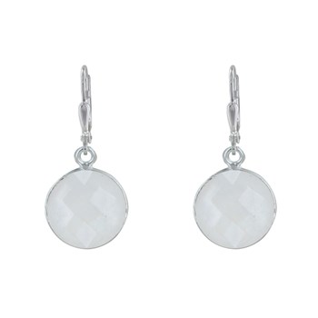 925 Sterling Silver Faceted Moonstone Disc Earrings