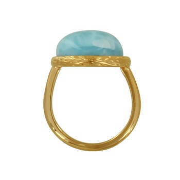 Bague Plaqué Or Grosse Demi Perle de Larimar