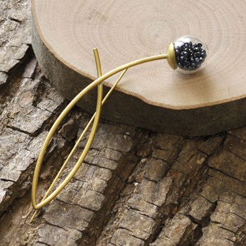 Broche Double Tiges Laiton Bulle Pâte de Verre