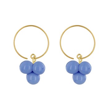 Boucles d'Oreilles Créoles Laiton et Bouquet de Perles de Verre