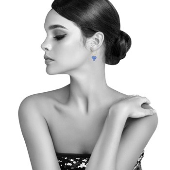 Boucles d'Oreilles Créoles Laiton et Bouquet de Perles de Verre