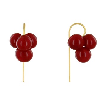 Boucles d'Oreilles Crochet Laiton et Bouquet de Perles de Verre