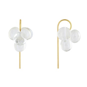 Boucles d'Oreilles Crochet Laiton et Bouquet de Perles de Verre