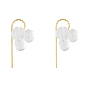 Boucles d'Oreilles Crochet Laiton et Bouquet de Perles de Verre