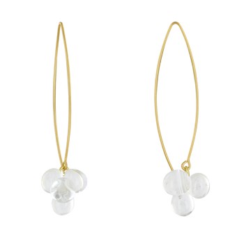 Boucles d'Oreilles Grand Crochet Laiton et Bouquet de Perles de Verre