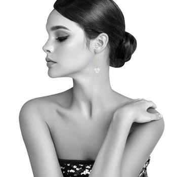 Boucles d'Oreilles Grand Crochet Laiton et Bouquet de Perles de Verre