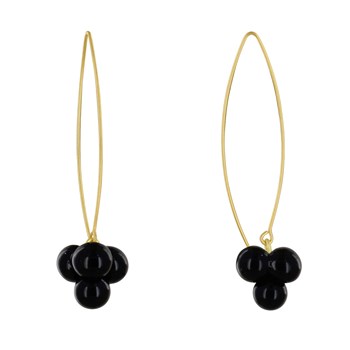 Boucles d'Oreilles Grand Crochet Laiton et Bouquet de Perles de Verre