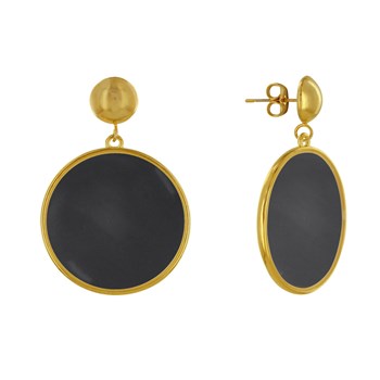 Oorbellen Goud Metalen Studs Doorschijnend Gekleurde Cirkel