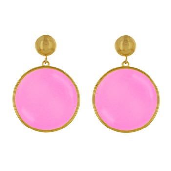 Oorbellen Goud Metalen Studs Doorschijnend Gekleurde Cirkel