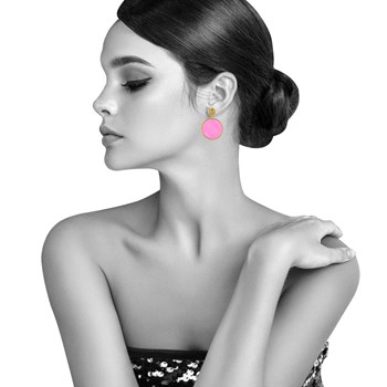 Oorbellen Goud Metalen Studs Doorschijnend Gekleurde Cirkel