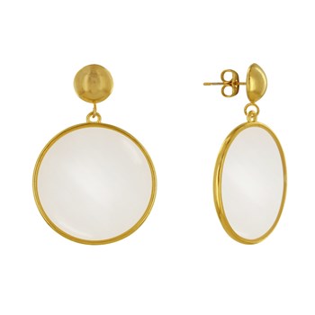 Oorbellen Goud Metalen Studs Doorschijnend Gekleurde Cirkel