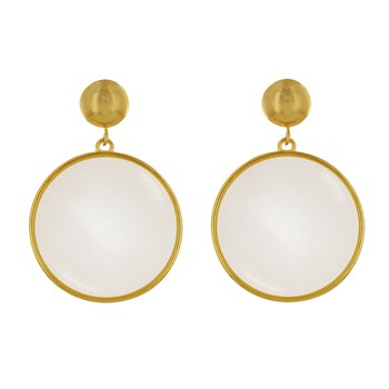 Oorbellen Goud Metalen Studs Doorschijnend Gekleurde Cirkel