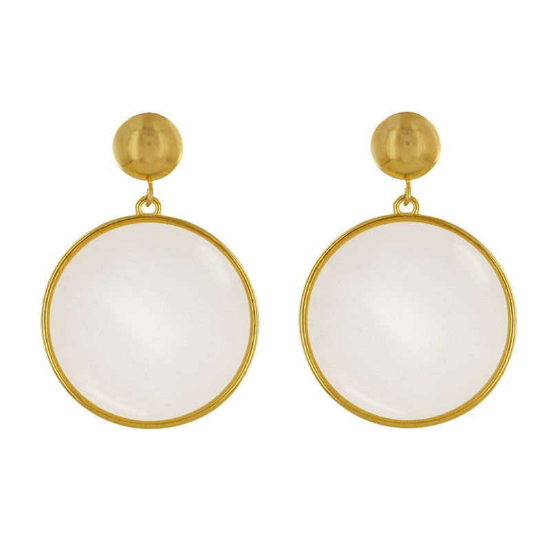 Boucles d'Oreilles Clous Métal Doré Cercle Coloré Translucide - vue 2
