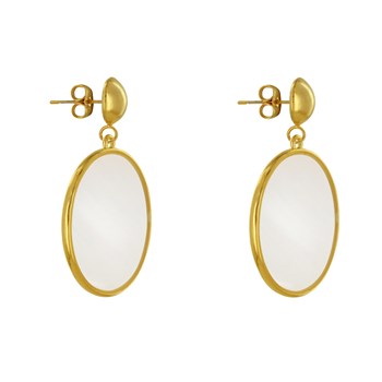 Oorbellen Goud Metalen Studs Doorschijnend Gekleurde Cirkel