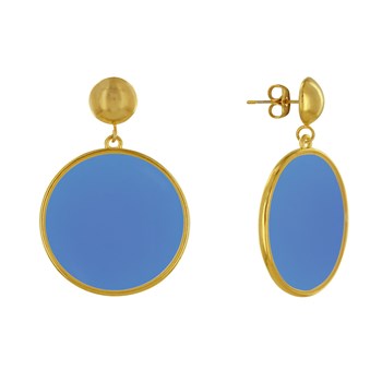 Oorbellen Goud Metalen Studs Doorschijnend Gekleurde Cirkel