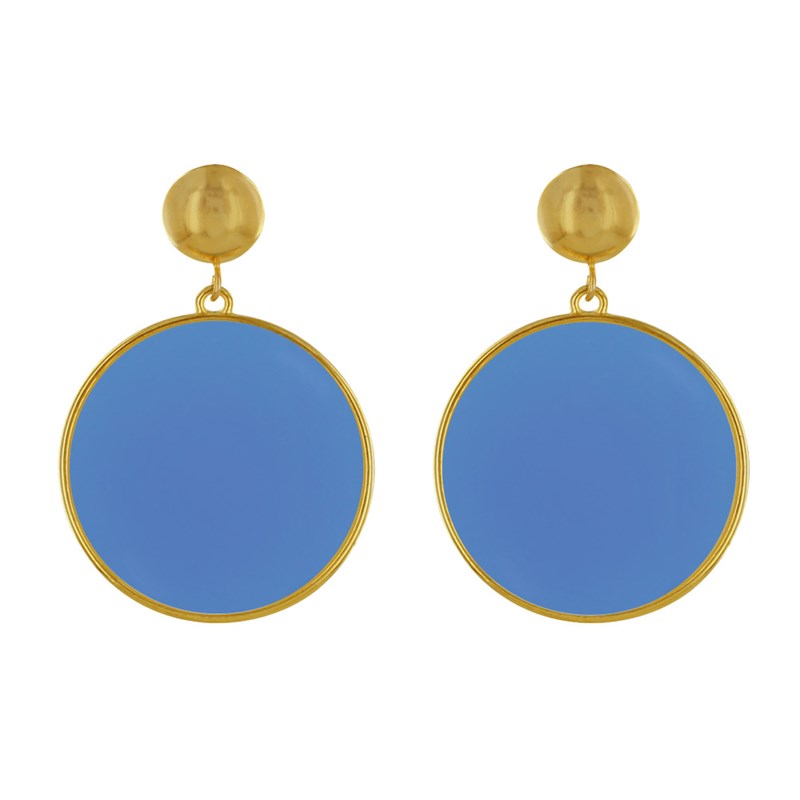 Boucles d'Oreilles Clous Métal Doré Cercle Coloré Translucide - vue 2