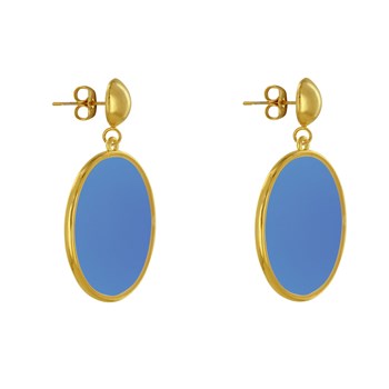 Oorbellen Goud Metalen Studs Doorschijnend Gekleurde Cirkel